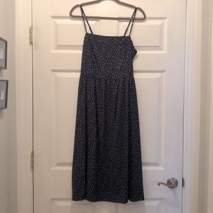 Navy w/little flowers, midi, adjustable/spaghetti strap sundress